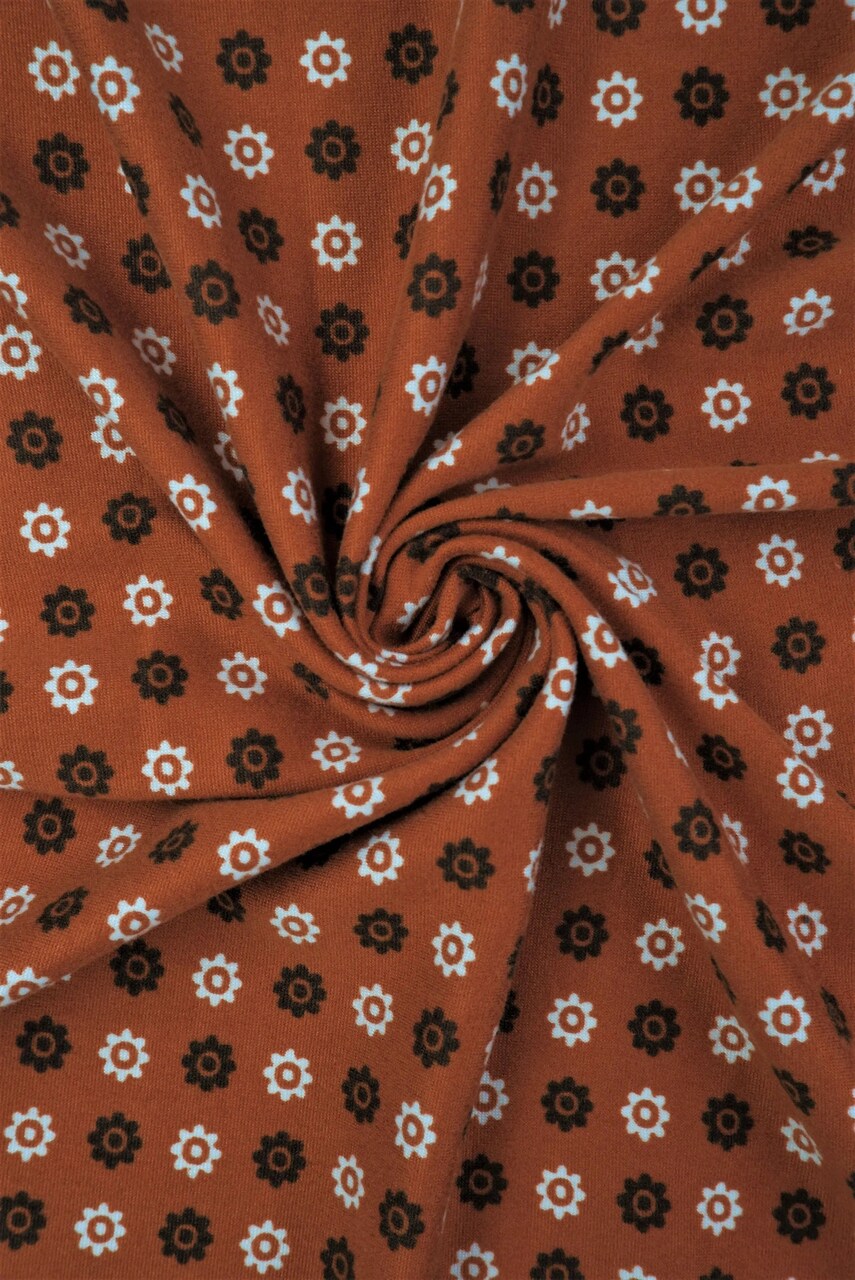 1 Yard DTY Brushed Ditsy Geo Floral Knit Soft Lightweight Print Stretch Fabric 58/60" Wide